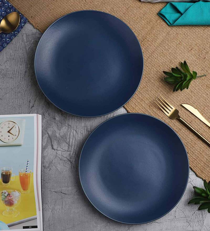 solid blue dinner plates