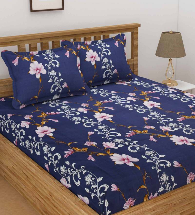 Buy Blue Floral TC 160 Poly Cotton 