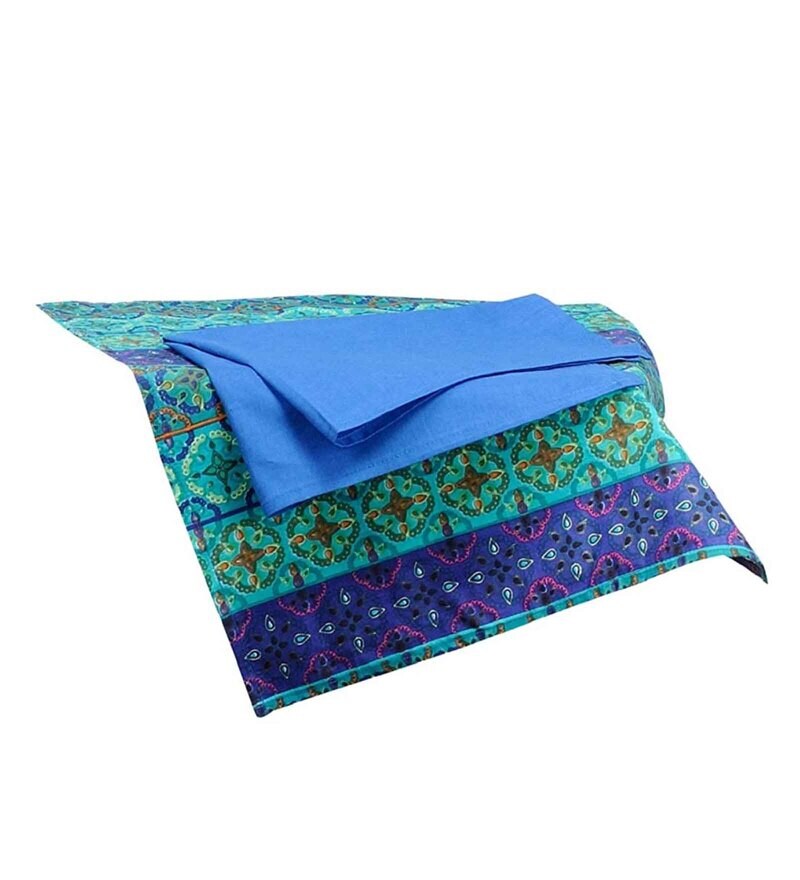 Buy Blue and Green Cotton Kitchen Linen Set (8 Pieces) by Swayam Online