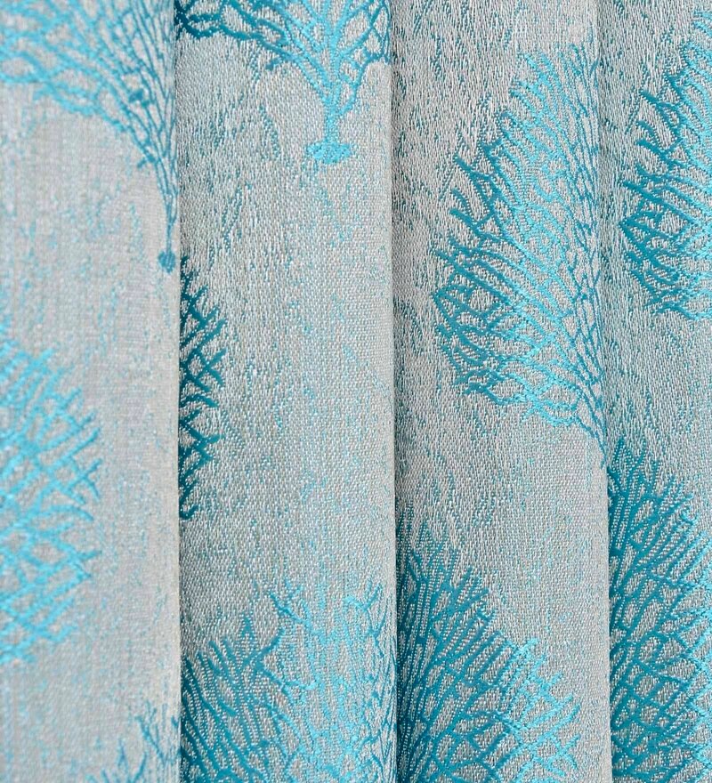 Buy Blue Polyester Floral 5ft Light Filtering Eyelet 1 Pc Window