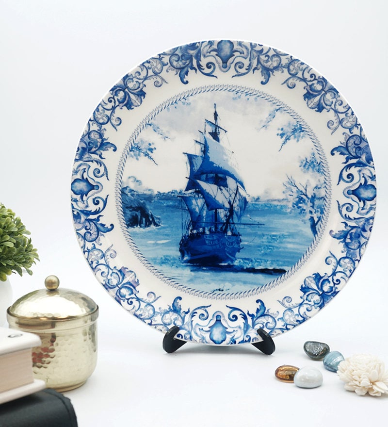 Buy Blue Ceramic Delftware Dutch Blue Pottery Ship Decorative Plate Showpiece By Kolorobia