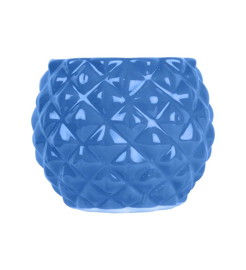 Buy Blue Ceramic Pineapple Bowl Shape Planter by Justoriginals Online