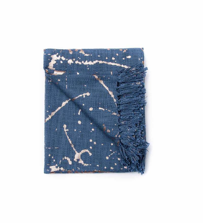 Buy Blue Cotton Printed 60 x 50 Inches Throw by Ode & Cleo Online