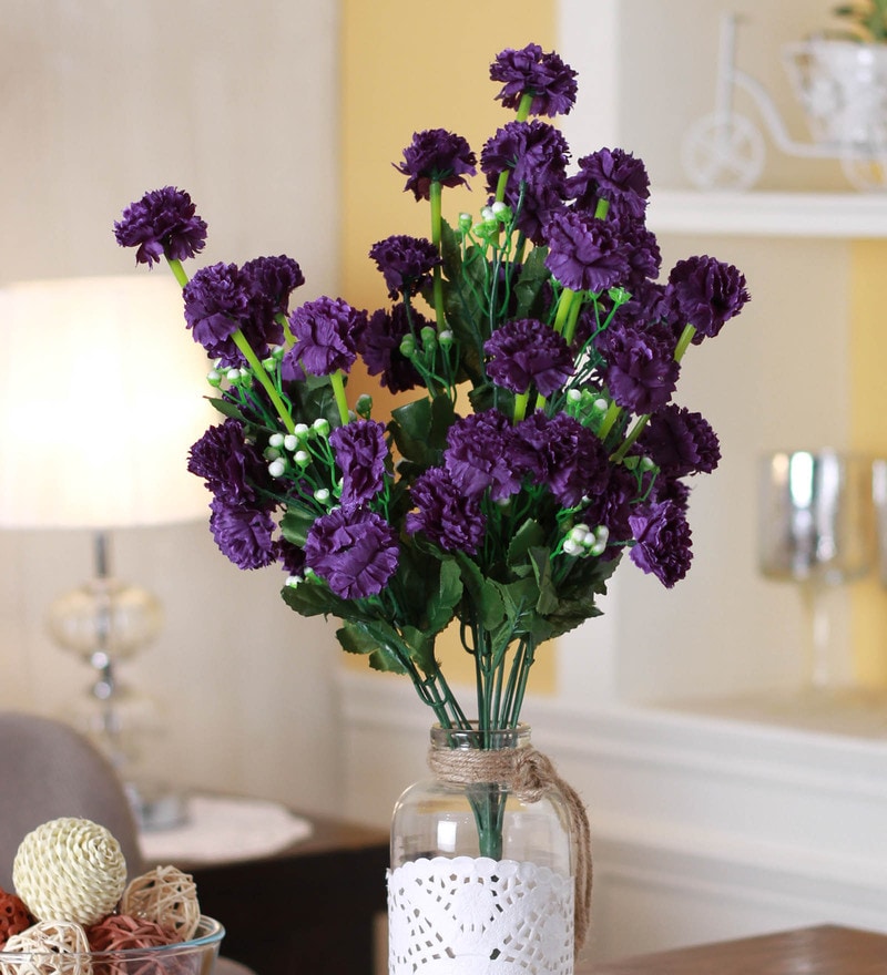 Buy Purple Fabric & Plastic Artificial Marigold Flower ...