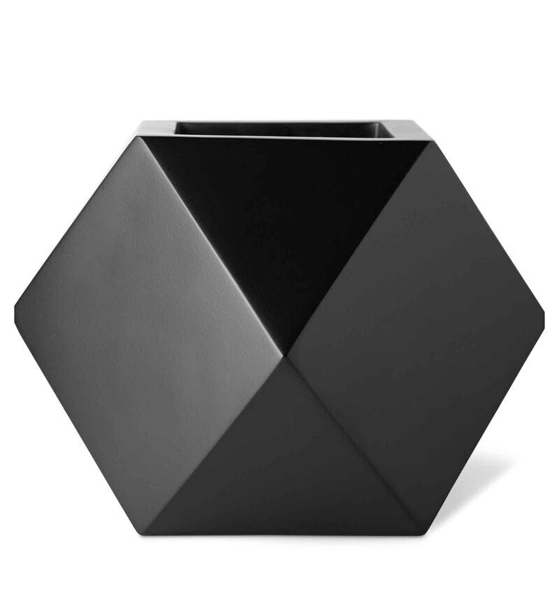 Buy Blue Fiberglass Hexagon Shape Planter Set of 1 by LLOKA Planters Online Desk Pots Pots