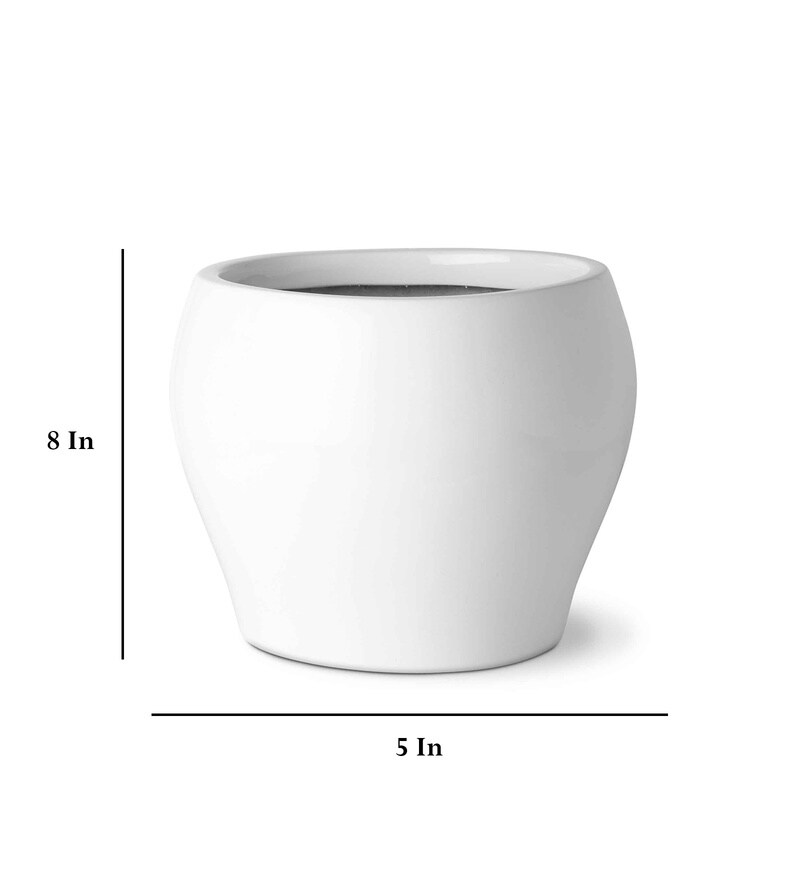 Buy of white Fiberglass Geometric Shape planter by LLOKA Planters Online Floor Planters Pots