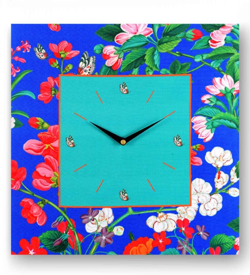 Buy Blue MDF Framed Analog Wall Clock by SEJ by Nisha Gupta Online