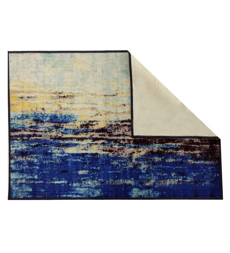 Buy Blue Nylon Abstract 4 x 6 Feet Machine Made Carpet by Status Online