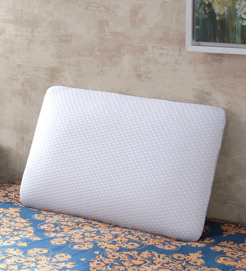 Buy Blue Polyester Aquamarine Memory Foam Thin Pillow By Magasin