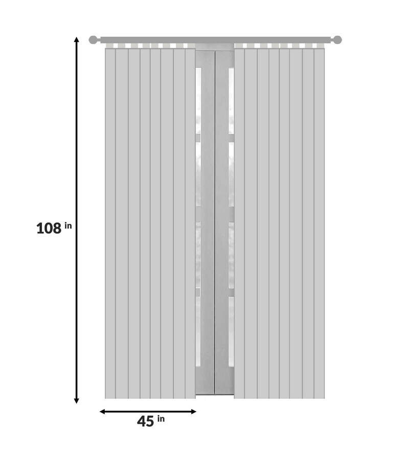 Buy Blue Polyester Sheer 9 Eyelet 2 Pc Long Door Curtain by Cortina