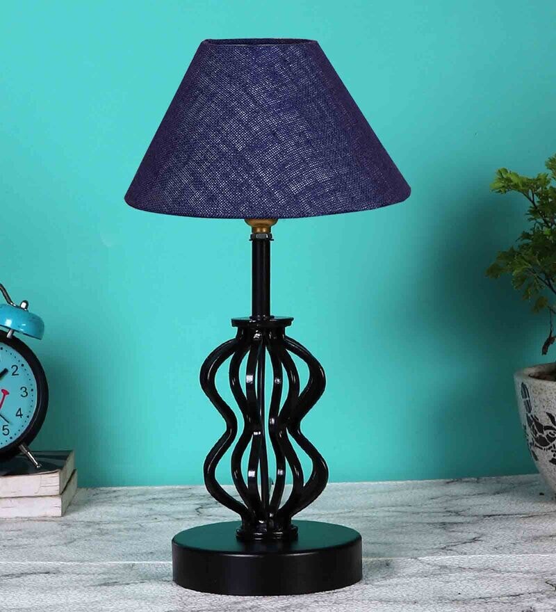 Buy Blue Shade Table Lamp With Shade Table Lamp With Iron Base By New