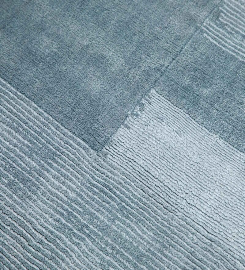 Buy Blue Viscose 5 X 8 Feet Hand Woven Carpet By Javi Online Shag