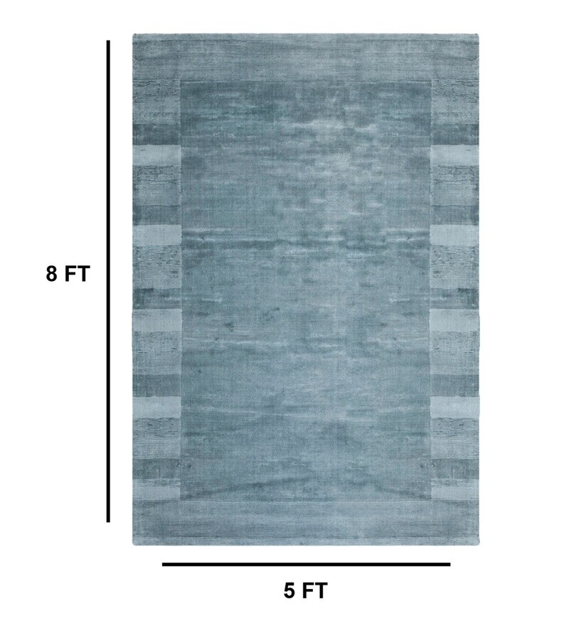 Buy Blue Viscose 5 X 8 Feet Hand Woven Carpet By Javi Online Shag