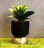 Black & Antique Brass Iron Totem Small Planter