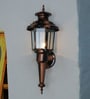 Black & Copper Victorian 25 Inch Aluminium Single Light Outdoor Wall Lamp With Beveled Glass Panels