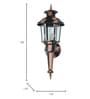 Black & Copper Victorian 25 Inch Aluminium Single Light Outdoor Wall Lamp With Beveled Glass Panels