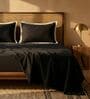 Black & Cream 400 TC Cotton Satin King Size Bedsheet with 2 Flanged Pillow Covers