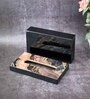 Black & Gold Resin Printed Wooden Tissue Paper Holder Box for Dining Room