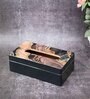 Black & Gold Resin Printed Wooden Tissue Paper Holder Box for Dining Room