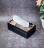 Black & Gold Resin Printed Wooden Tissue Paper Holder Box for Dining Room