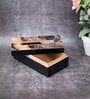 Black & Gold Resin Printed Wooden Tissue Paper Holder Box for Dining Room