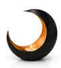 Black & Gold Metal Moon Tealight Holder, Celestial Candle Holder (Iron)