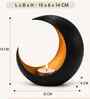 Black & Gold Metal Moon Tealight Holder, Celestial Candle Holder (Iron)