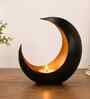 Black & Gold Metal Moon Tealight Holder, Celestial Candle Holder (Iron)
