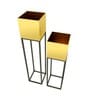 Black & Gold Metal Rectangular Planter Stand, Set Of 2