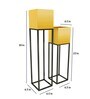 Black & Gold Metal Rectangular Planter Stand, Set Of 2