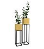 Black & Gold Metal Rectangular Planter Stand, Set Of 2