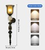 Black & Gold Metal Wall Sconce with Amber Glass Shade