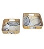 Black & Gold Ring Deisgn Tray Set of 2