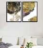 Black & Golden Theme Framed Canvas Art Print Set Of 2