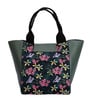 Black & Green Floral Printed Recatangle Insulated Lunch Bag
