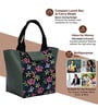 Black & Green Floral Printed Recatangle Insulated Lunch Bag