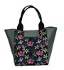 Black & Green Floral Printed Recatangle Insulated Lunch Bag