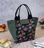 Black & Green Floral Printed Recatangle Insulated Lunch Bag