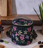 Black & Green Floral Printed Round Insulated Lunch Bag