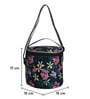 Black & Green Floral Printed Round Insulated Lunch Bag