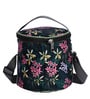 Black & Green Floral Printed Round Insulated Lunch Bag