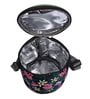 Black & Green Floral Printed Round Insulated Lunch Bag