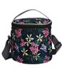 Black & Green Floral Printed Round Insulated Lunch Bag