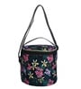 Black & Green Floral Printed Round Insulated Lunch Bag