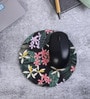 Black & Green Floral Printed Round Mousepad