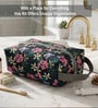 Black & Green Floral Printed Toiletry Pouch