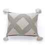 Black & Natural 100% Cotton Diamond Check 16X16 Inches Knitted Cushion Cover