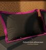 Black & Pink 400 TC Cotton Satin King Size Bedsheet with 2 Flanged Pillow Covers