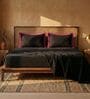 Black & Pink 400 TC Cotton Satin King Size Bedsheet with 2 Flanged Pillow Covers