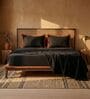 Black & Rust 400 TC Cotton Satin King Size Bedsheet with 2 Flanged Pillow Covers